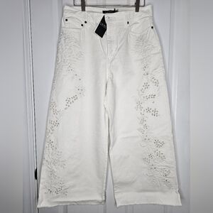 Polo by Ralph Lauren White Wide-Leg Embroidered Jeans